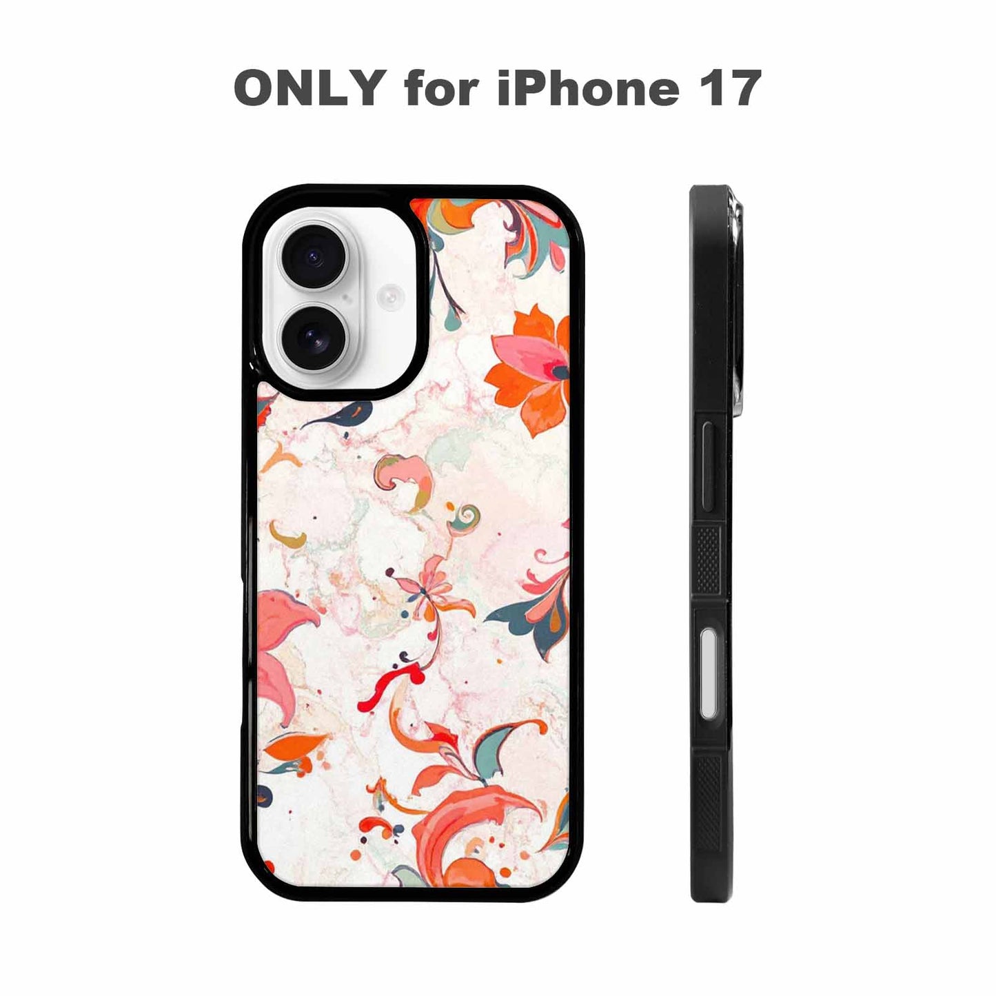 iPhone 17 Case — Marble Floral, Custom Phone Case