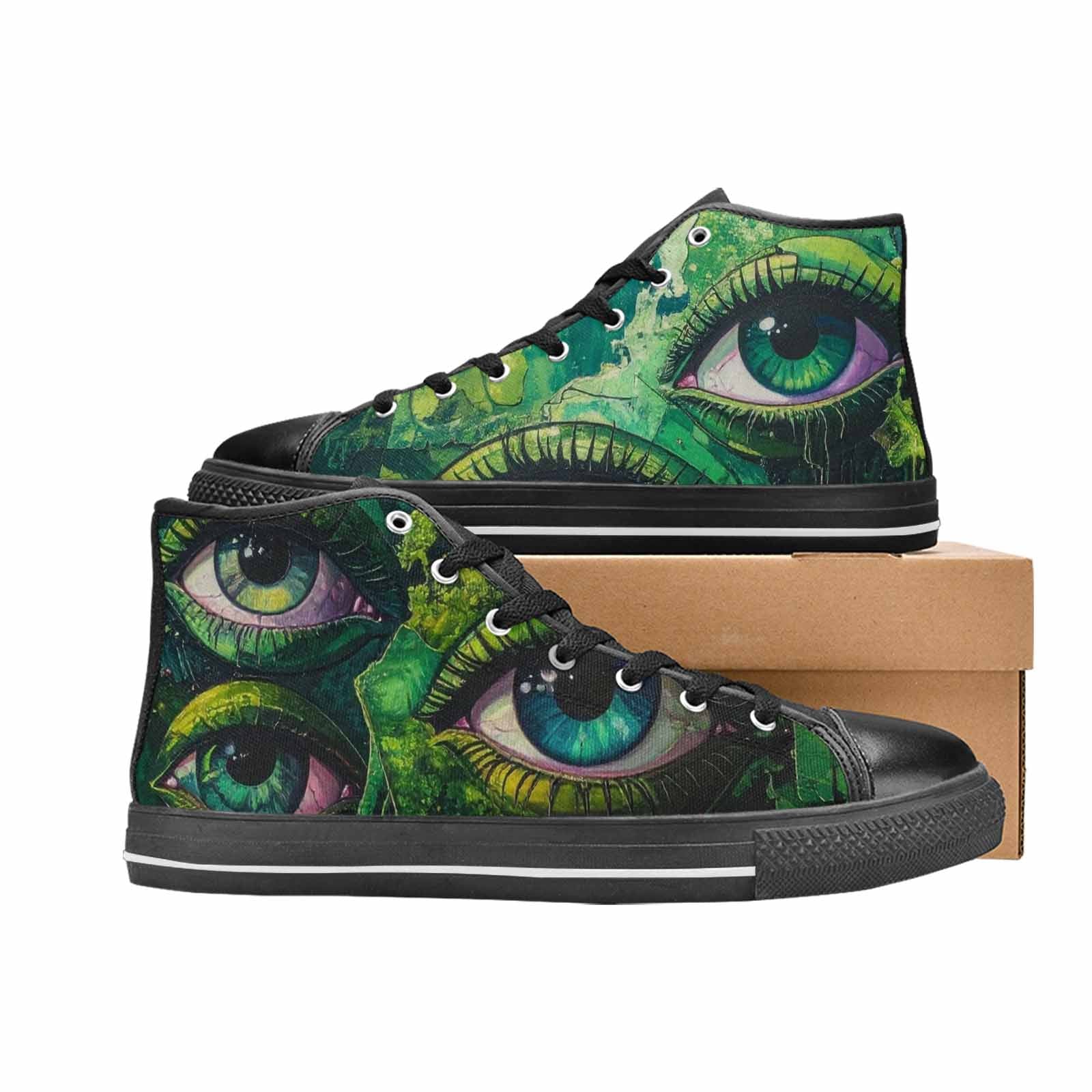 WOMEN'S Reptile Eye Cartoon High Top Canvas Neon Fantasy Sneakers