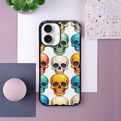 iPhone 16 Case — Vibrant Skull Seamless, Personalized Phone Case