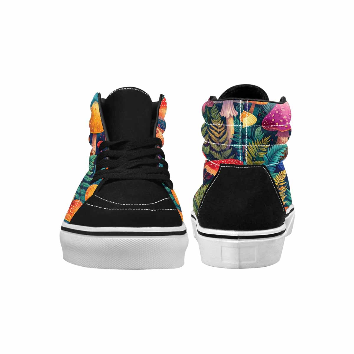 MEN'S Mushrooms  Botanical Mushrooms High Top Canvas Kaleidoscope Sneakers