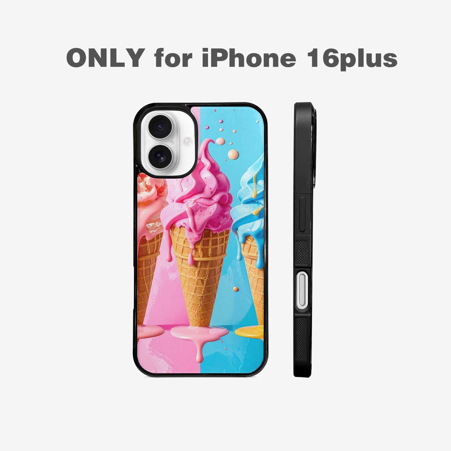 iPhone 16 Plus Case — Collage Of Overlapping Waffle Cones Icecream, Custom Print Case Cover
