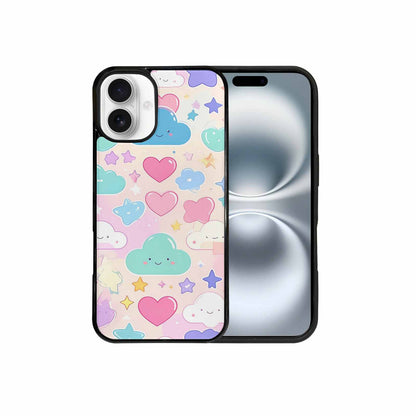 iPhone 16 Plus Case — Cute Kawaii Style Generic Icons Stars, Custom Print Case Cover