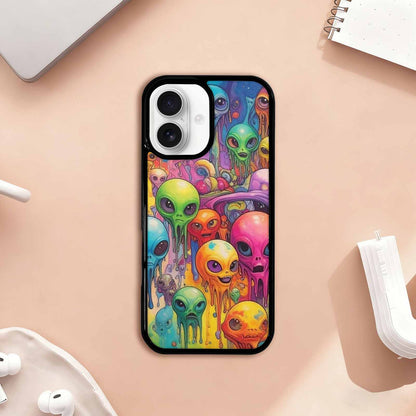 iPhone 17 Case — Melting Aliens Pattern Alien Scifi, Custom Made Phone Cover