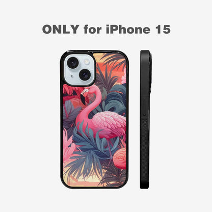 iPhone 15 Case — Flamingo Tropical Flamingo Tropical Pattern Hundreds, Custom Printed Phone Case