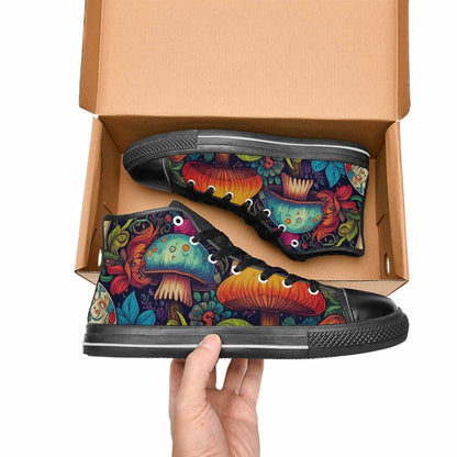 MEN'S Mushrooms And Skulls High Top Canvas Wallpaper Art Custom Sneakers