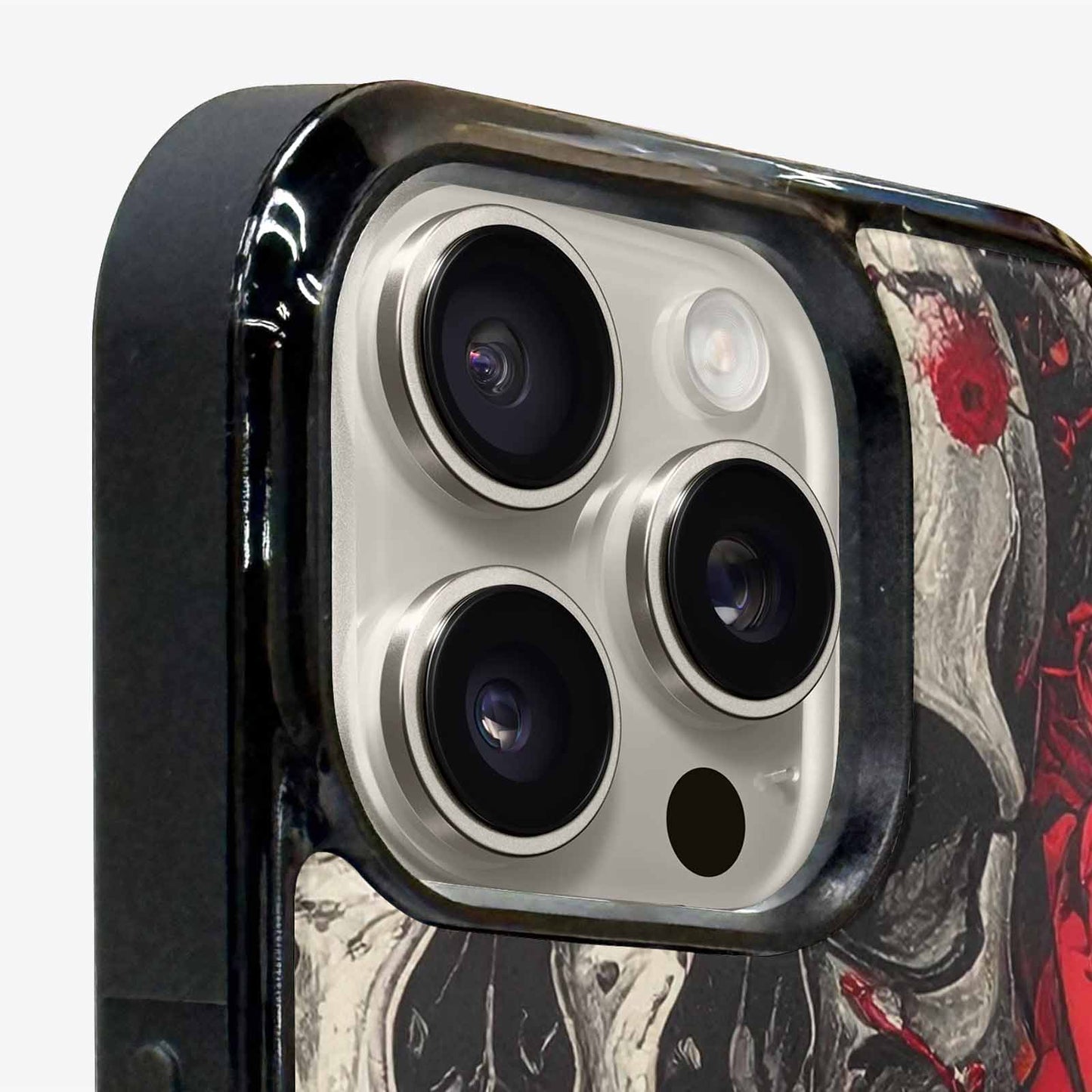 iPhone 16 Pro Case — Skull And Roses Black Red Ink, Custom Phone Case