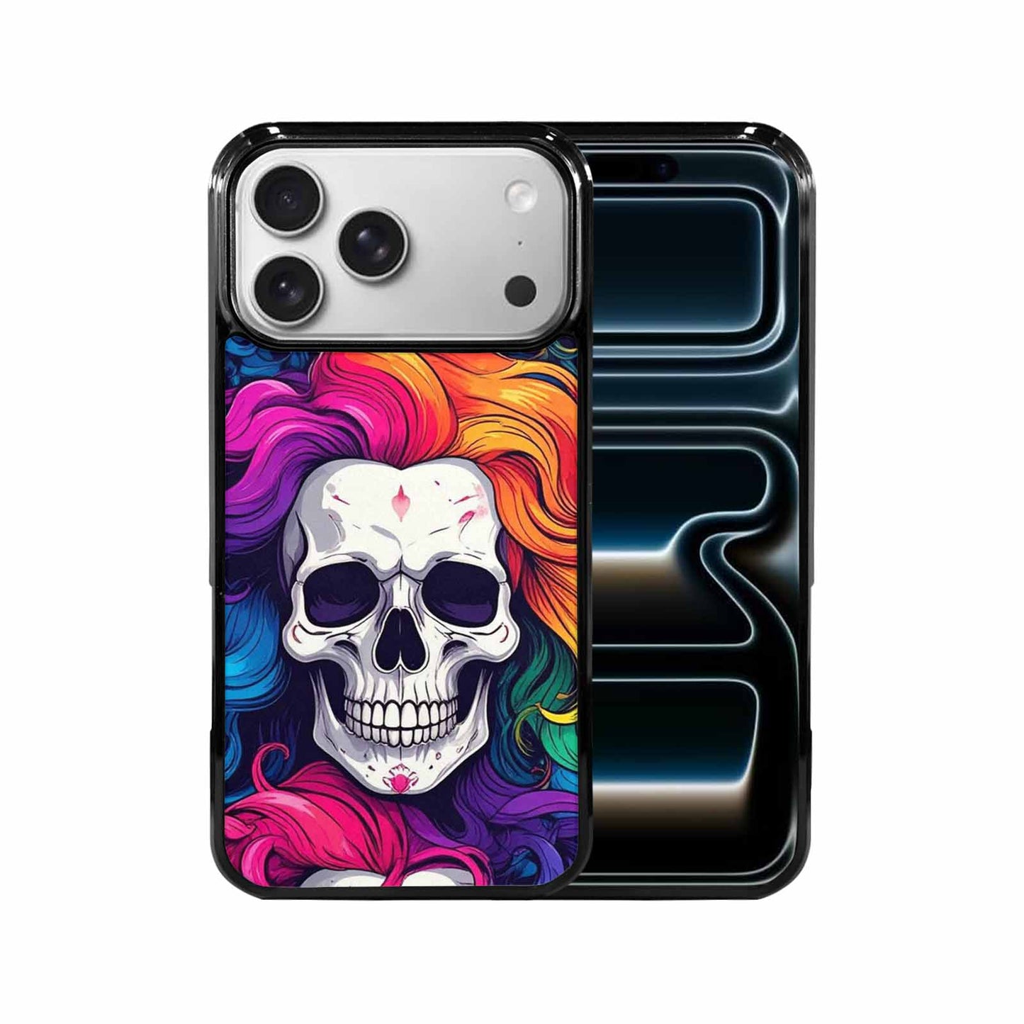 iPhone 17 Pro Max Case — Pride Flag Skulls Seamless Gothic Skulls, Custom Phone Case