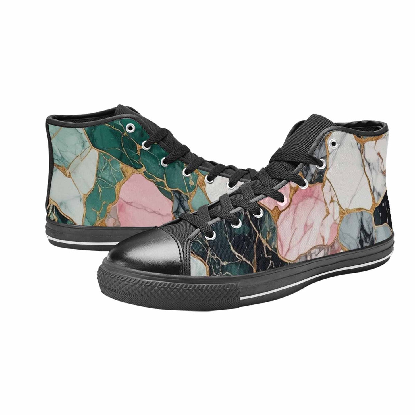WOMEN'S Marble Stone Texture High Top Canvas Y2K Shoes