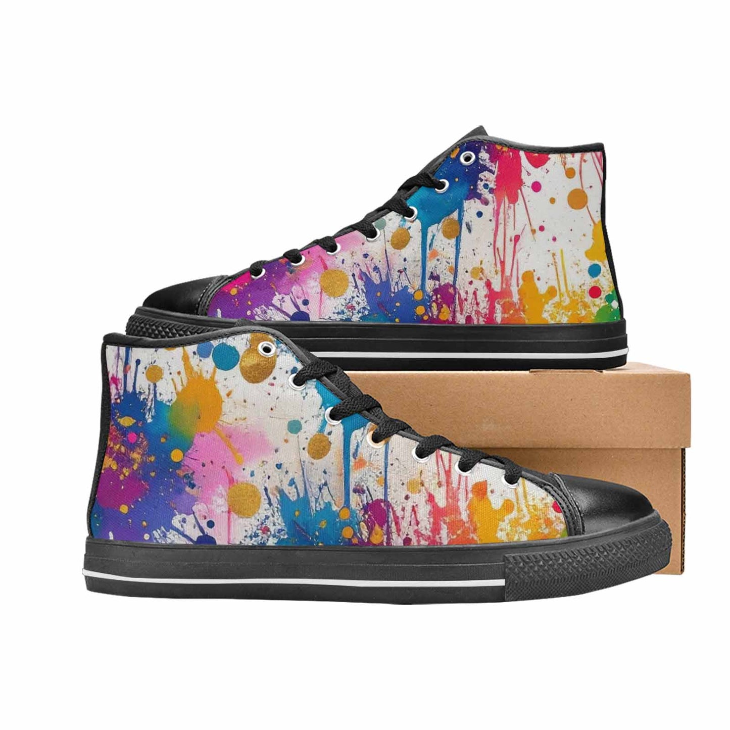 MEN'S Paint Splatter High Top Canvas Vibrant Chaos Sneakers