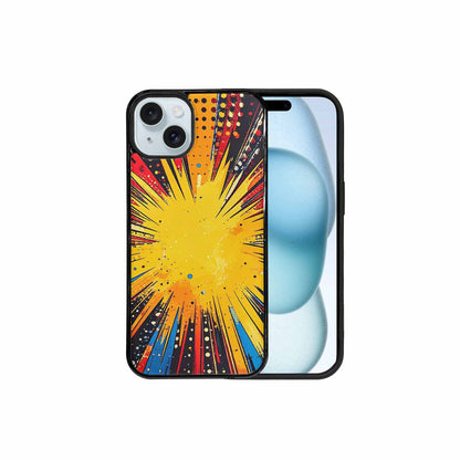 iPhone 15 Plus Case — Comic Halftone Comic Bursts Pattern Hundreds, Custom Designed Case Cover
