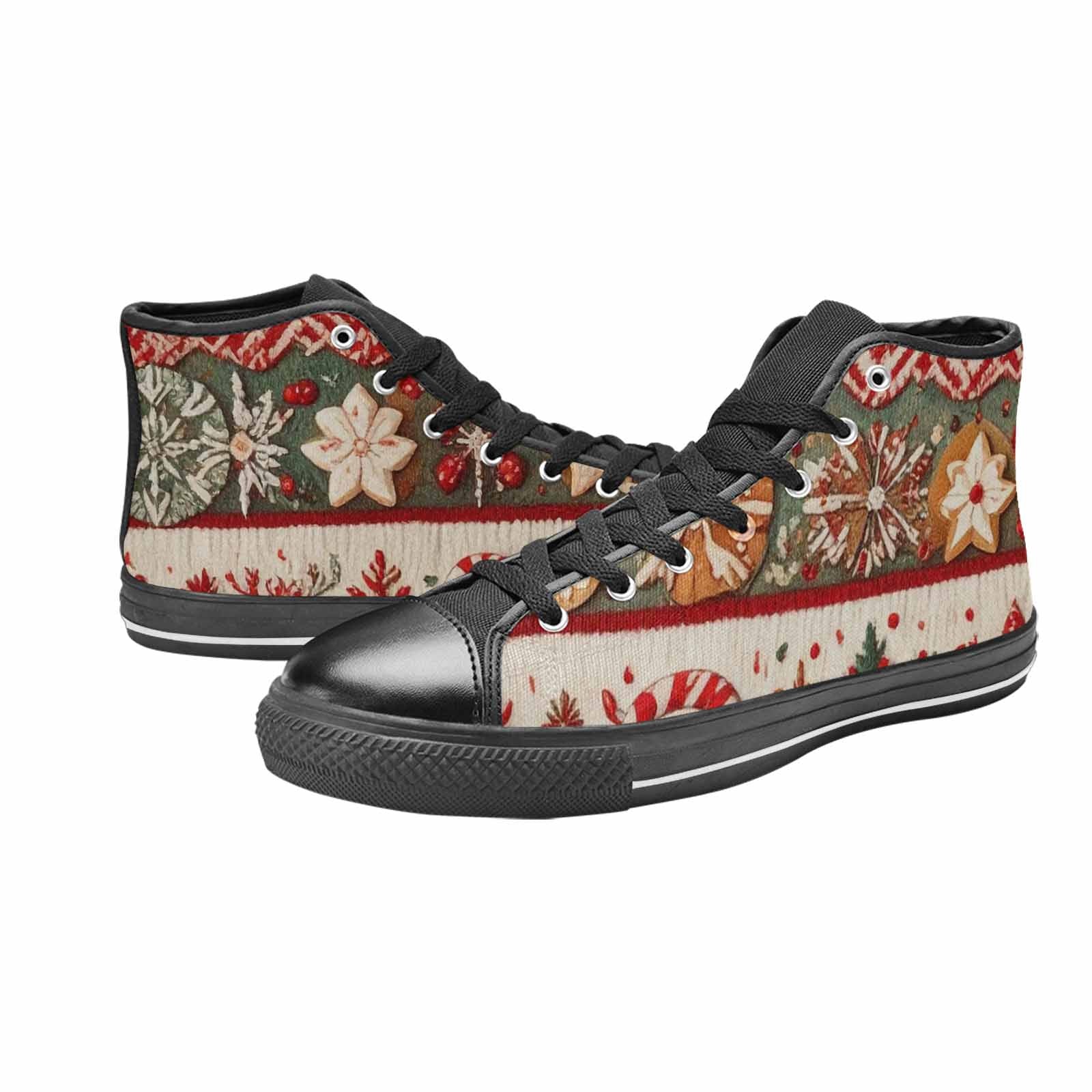 MEN'S Christmas Holly Snowflake High Top Canvas Vivid Custom Shoes