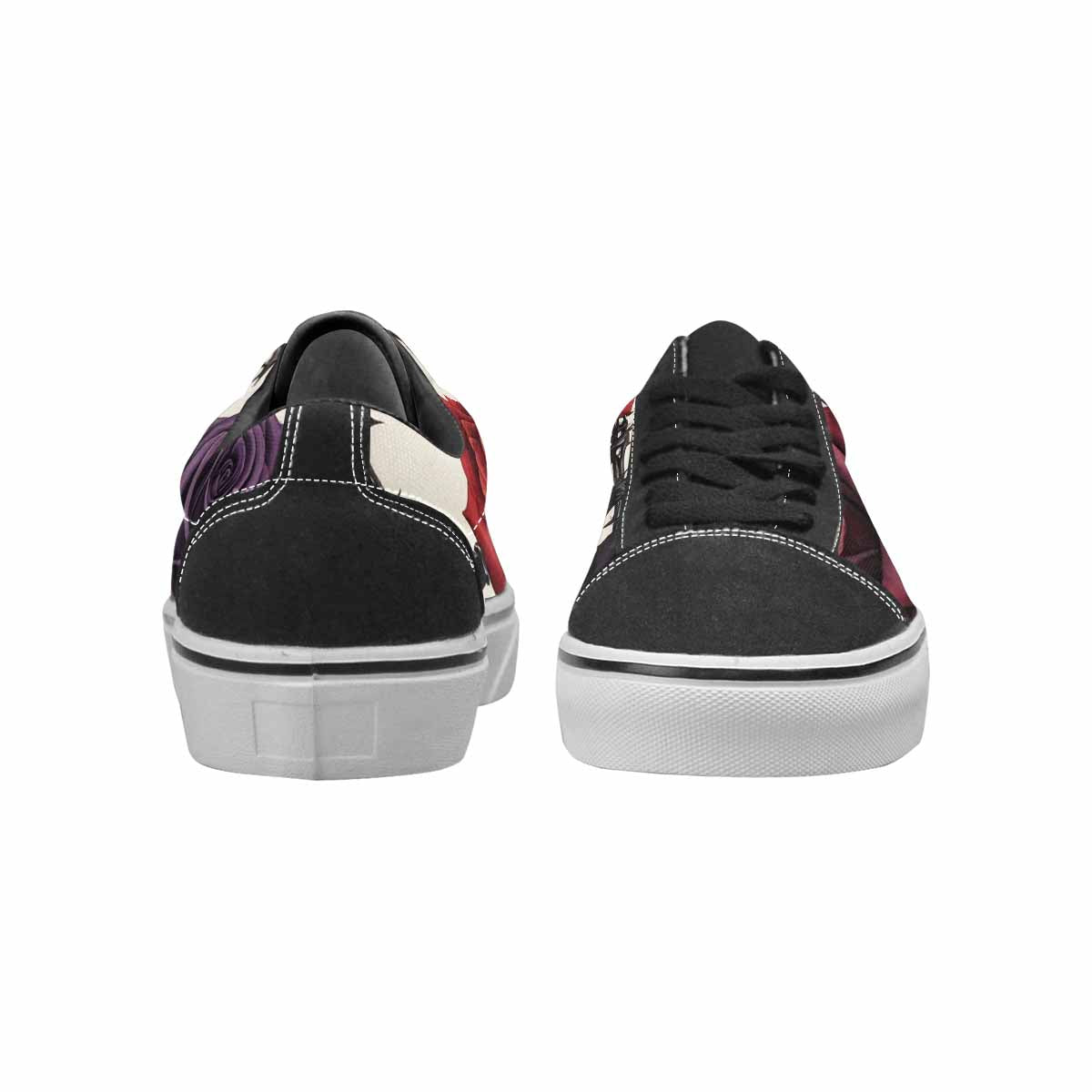 WOMEN'S Black Gothic Rose Canvas Lace-Up Vivid Sneakers