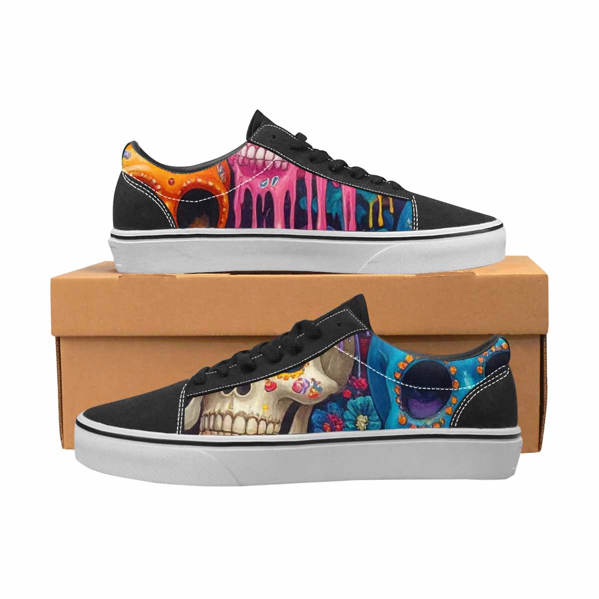 WOMEN'S Sugar Skulls Melting Sugar Lace-Up Canvas Neon Fantasy Shoes