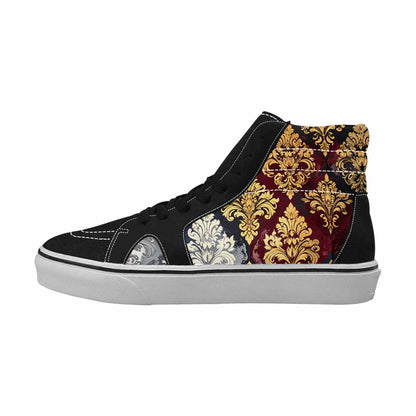 WOMEN'S Damask Ornamental Wallpaper High Top Canvas Wallpaper Art Shoes