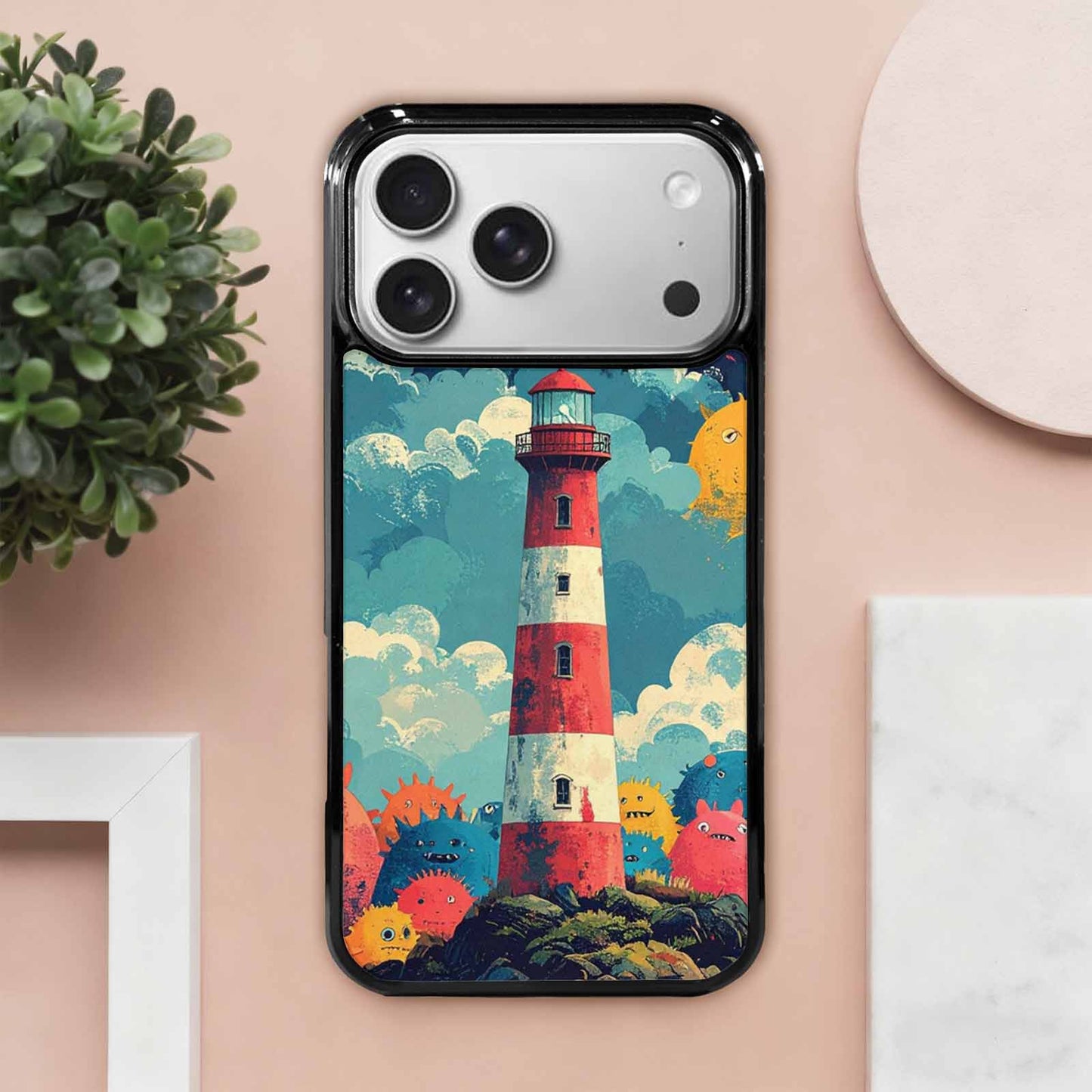 iPhone 17 Pro Max Case — Vintage Monsters Lighthouse Retro Vintage, Custom Designed Case Cover
