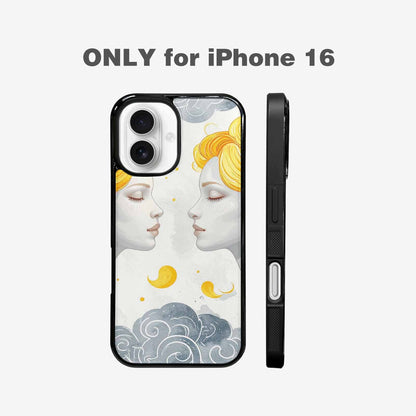 iPhone 16 Case — Gemini Twins Zodiac Pattern Seamless Repeat, Custom Art Phone Cover