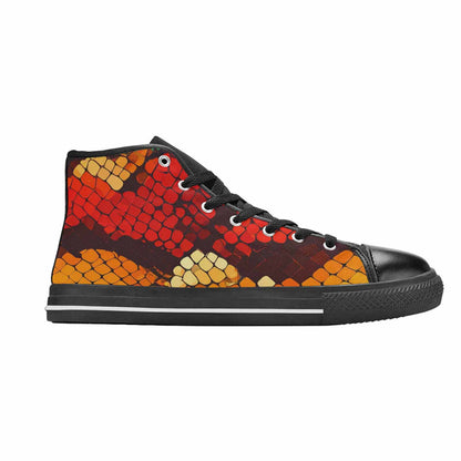 WOMEN'S Dark Snake Print High Top Canvas Wallpaper Art Custom Sneakers