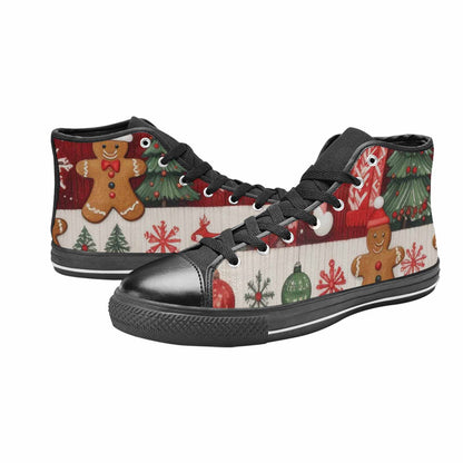 MEN'S Christmas Holly Snowflake High Top Canvas Cottagecore Custom Shoes
