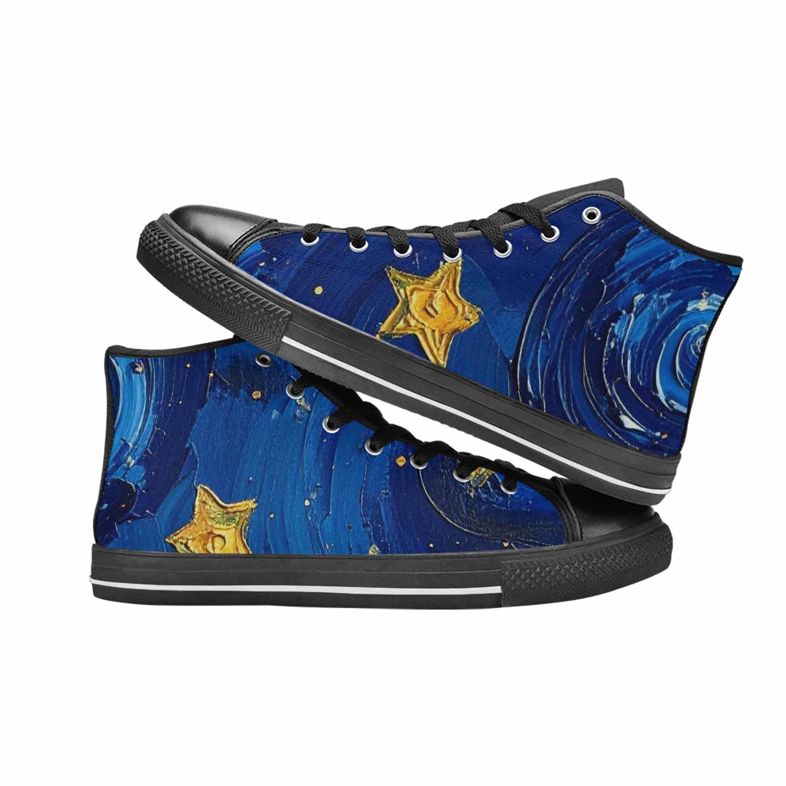 WOMEN'S Starry Night Galaxy High Top Canvas Neon Fantasy Sneakers