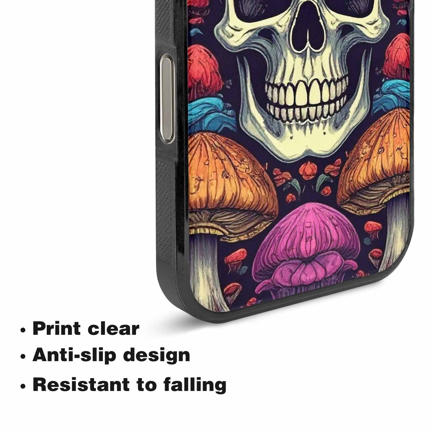 iPhone 16 Pro Case — Mushroom Skull, Custom Art Phone Cover