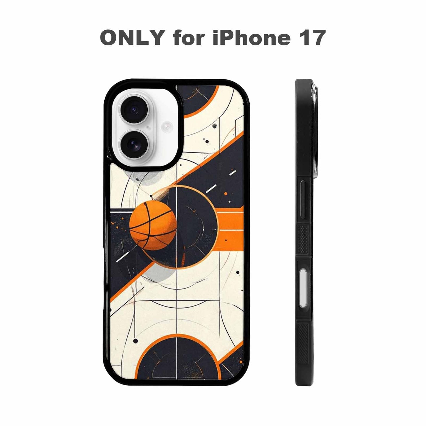 iPhone 17 Case — Basketball Pattern, Court Lines Original Art, Unique Phone Case Design