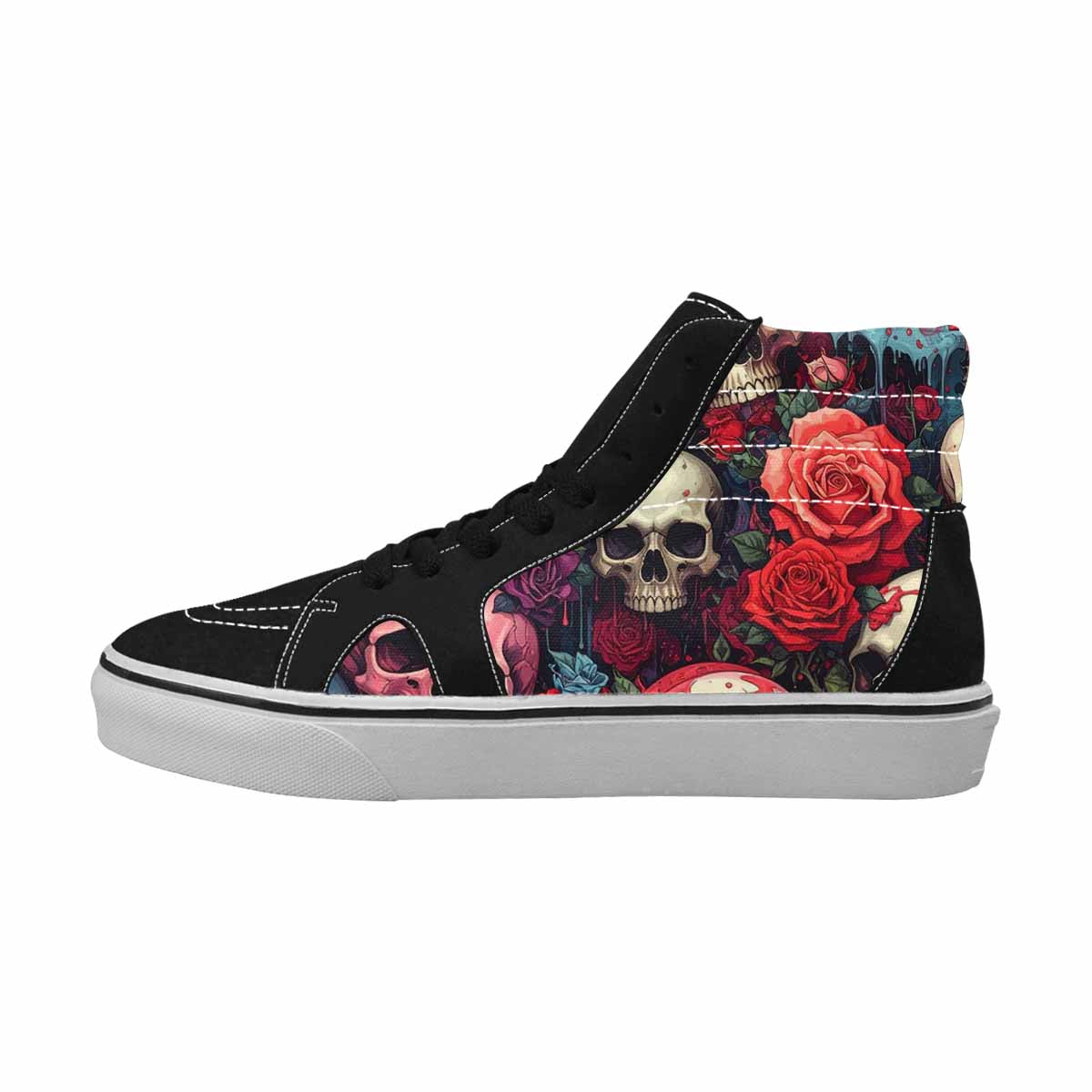 MEN'S Skulls Roses Skulls Roses High Top Canvas Surreal Shoes