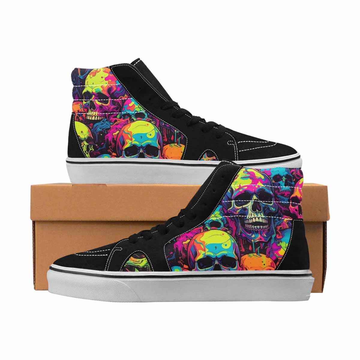 MEN'S Camo High Top Canvas Wearable Art Neon Fantasy Custom Sneakers