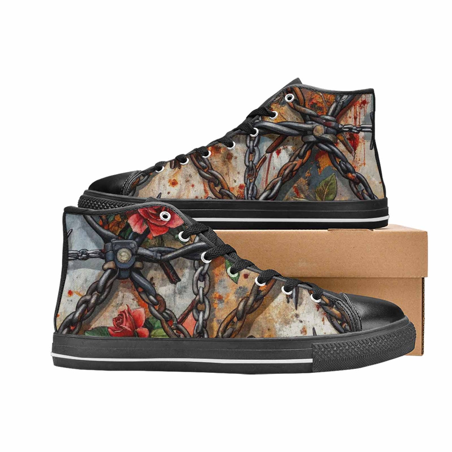 MEN'S Barbed Wire Chain High Top Canvas Y2K Custom Sneakers