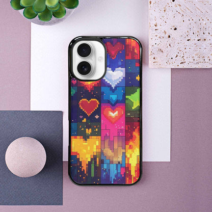 iPhone 16 Case — Pixel Art 8 Bit Burst Pattern, Personalized Phone Case