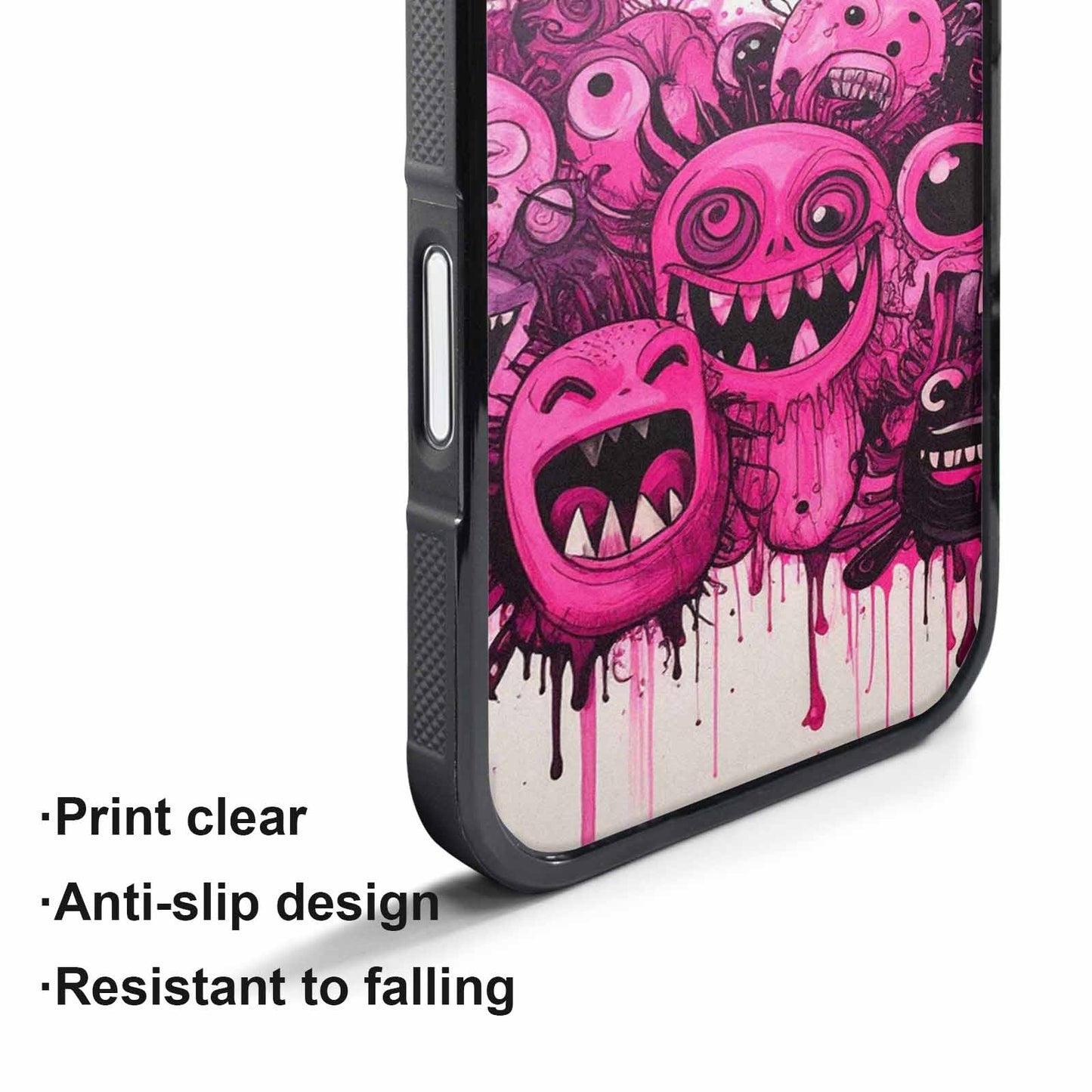 iPhone 17 Pro Max Case — Black &amp; Pink Ink Cartoon Cute, Custom Art Phone Cover