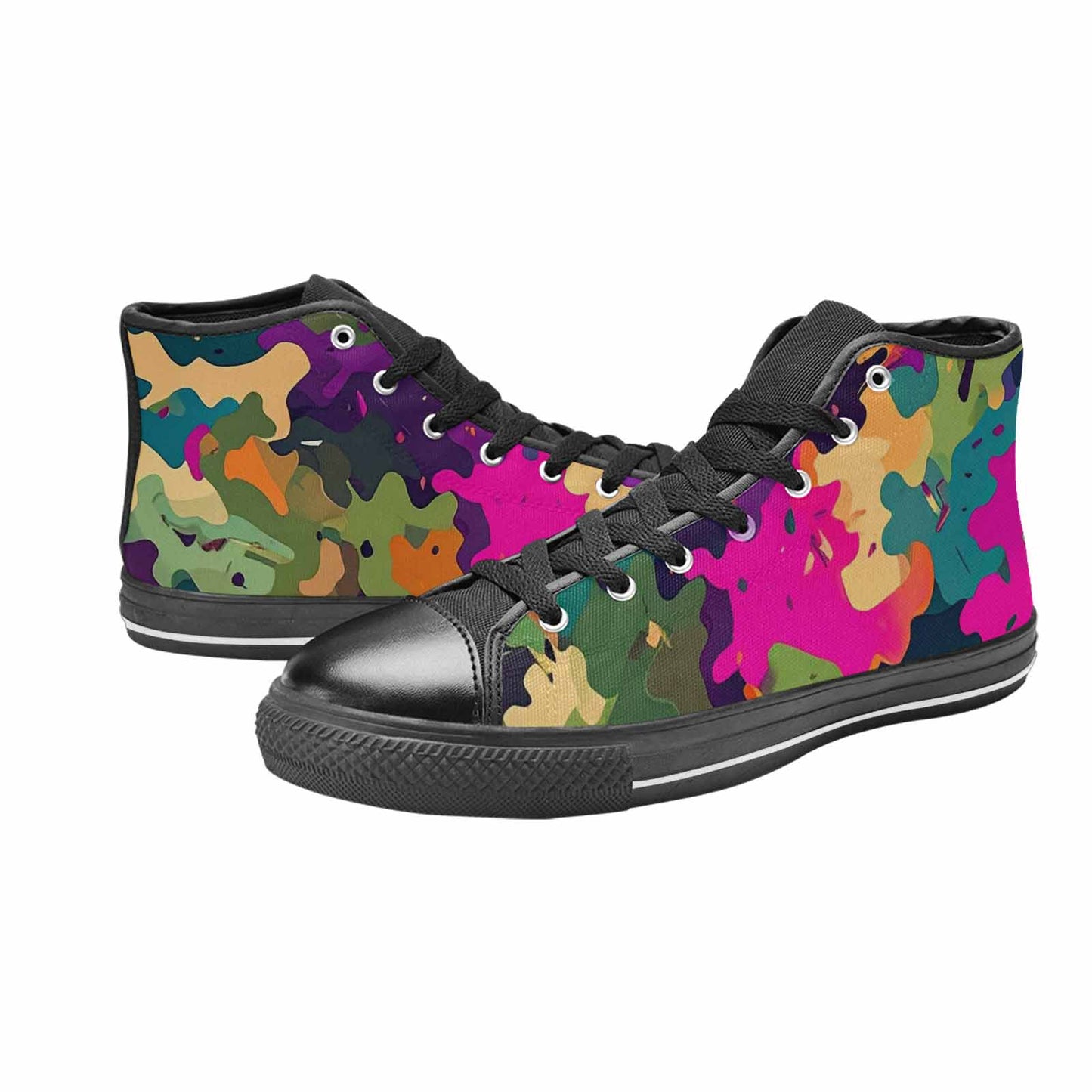 WOMEN'S Military Camouflage Blotch High Top Canvas Surreal Custom Shoes