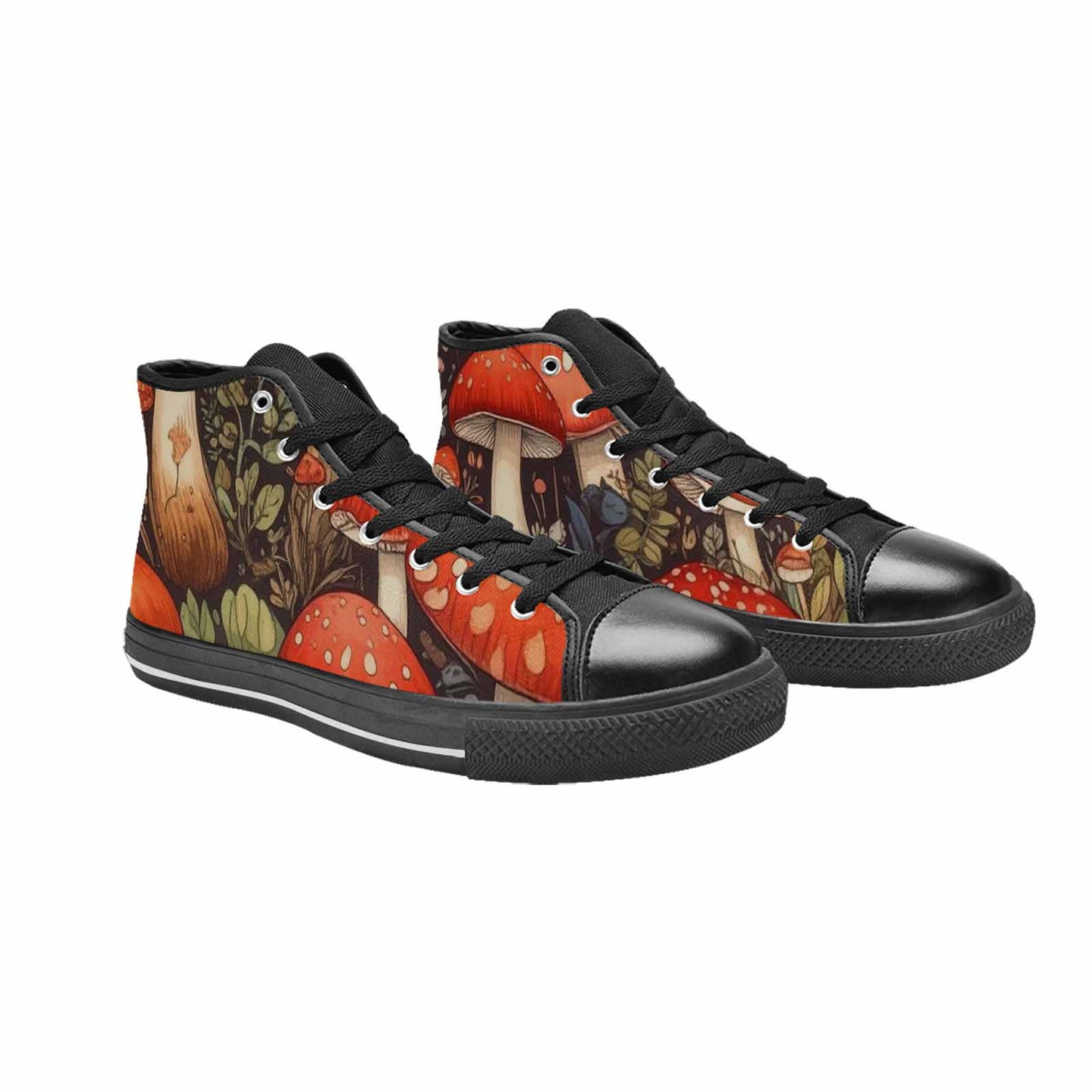 WOMEN'S Mushroom High Top Canvas Cottagecore Custom Sneakers