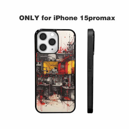 iPhone 15 Pro Max Case — Liminal Space Fragment Black Red Ink, Custom Designed Case Cover