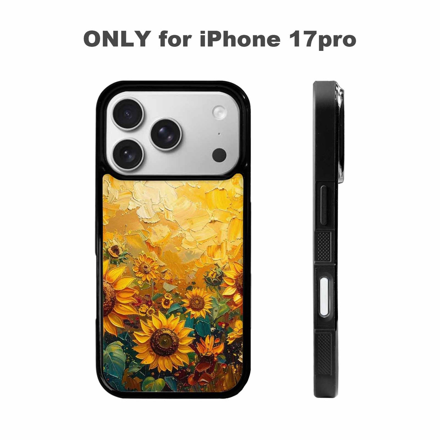 iPhone 17 Pro Case — Impressionist Sunflower Brushstroke Pattern Hundreds Floral, Unique Phone Case Design