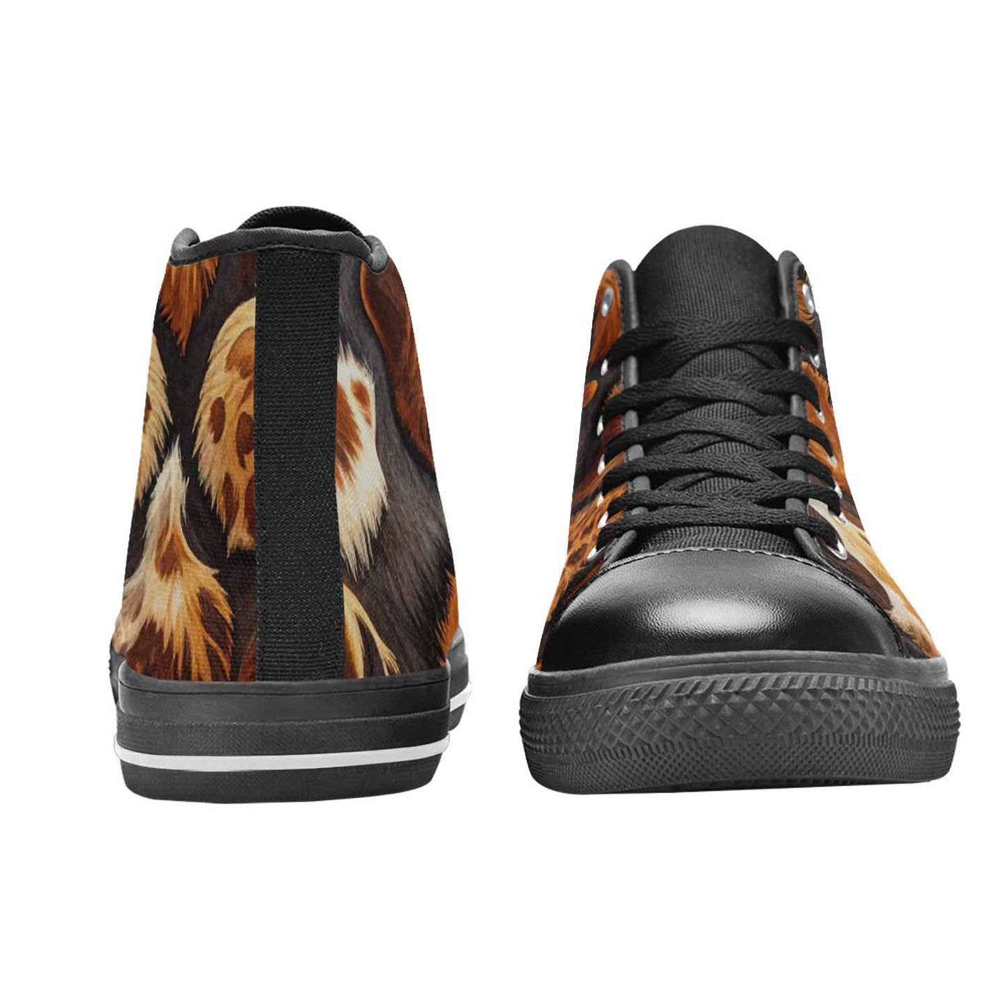MEN'S Cow Animal Print High Top Canvas Vibrant Chaos Sneakers