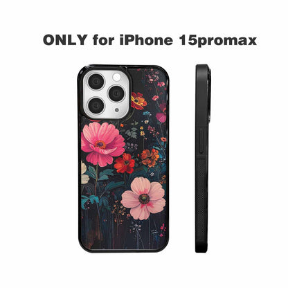 iPhone 15 Pro Max Case — Shadowy Glitch Floral Pattern Hundreds Of, Personalized Phone Case