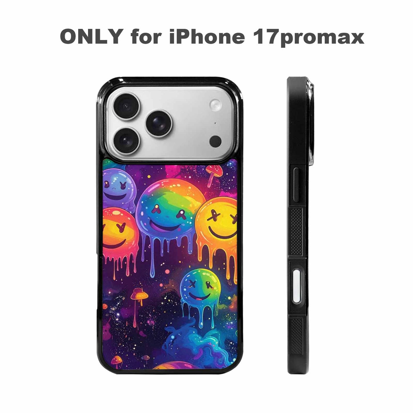 iPhone 17 Pro Max Case — Melting Rainbow Smiley Faces Original Art, Custom Made Phone Cover