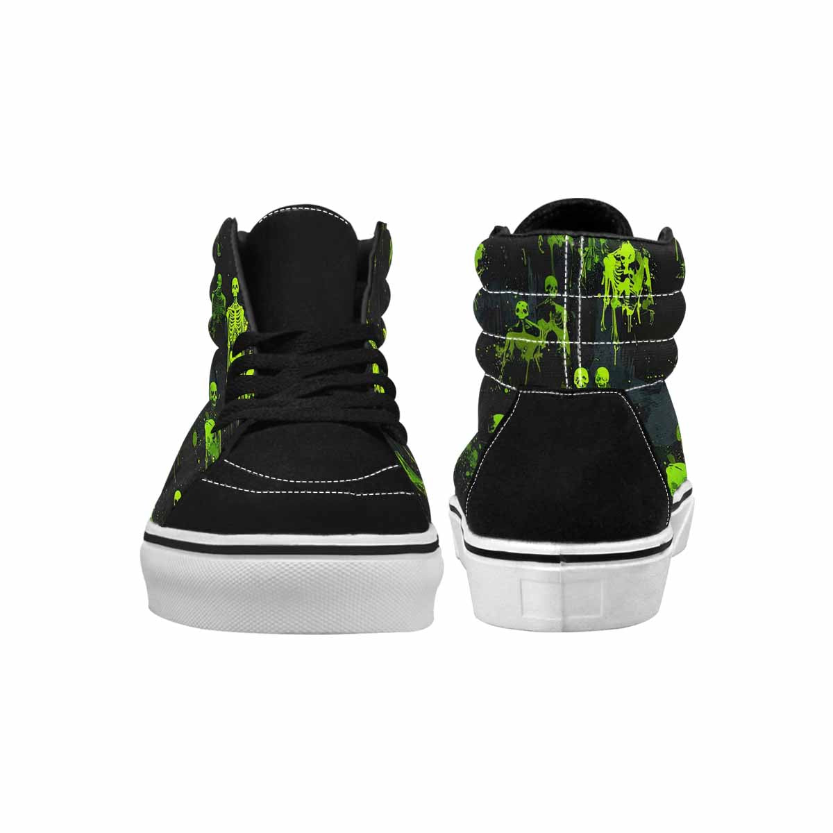 MEN'S Skeletons × Neon Green High Top Canvas Kaleidoscope Sneakers