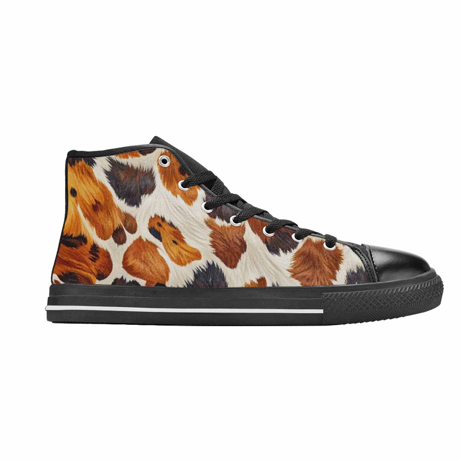 MEN'S Cow Animal Print High Top Canvas Wallpaper Art Sneakers