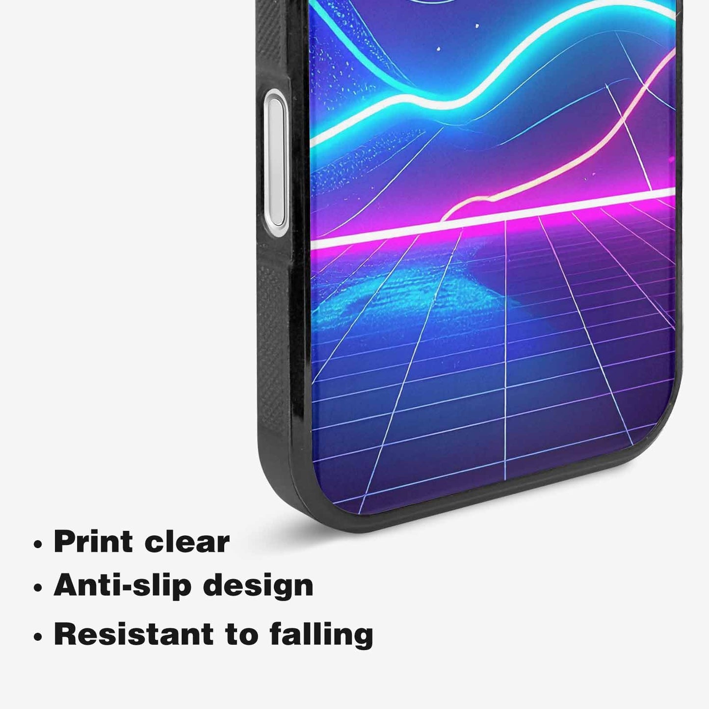 iPhone 16 Plus Case — 1980s Neon Cartoon Art Pattern, Custom Phone Case