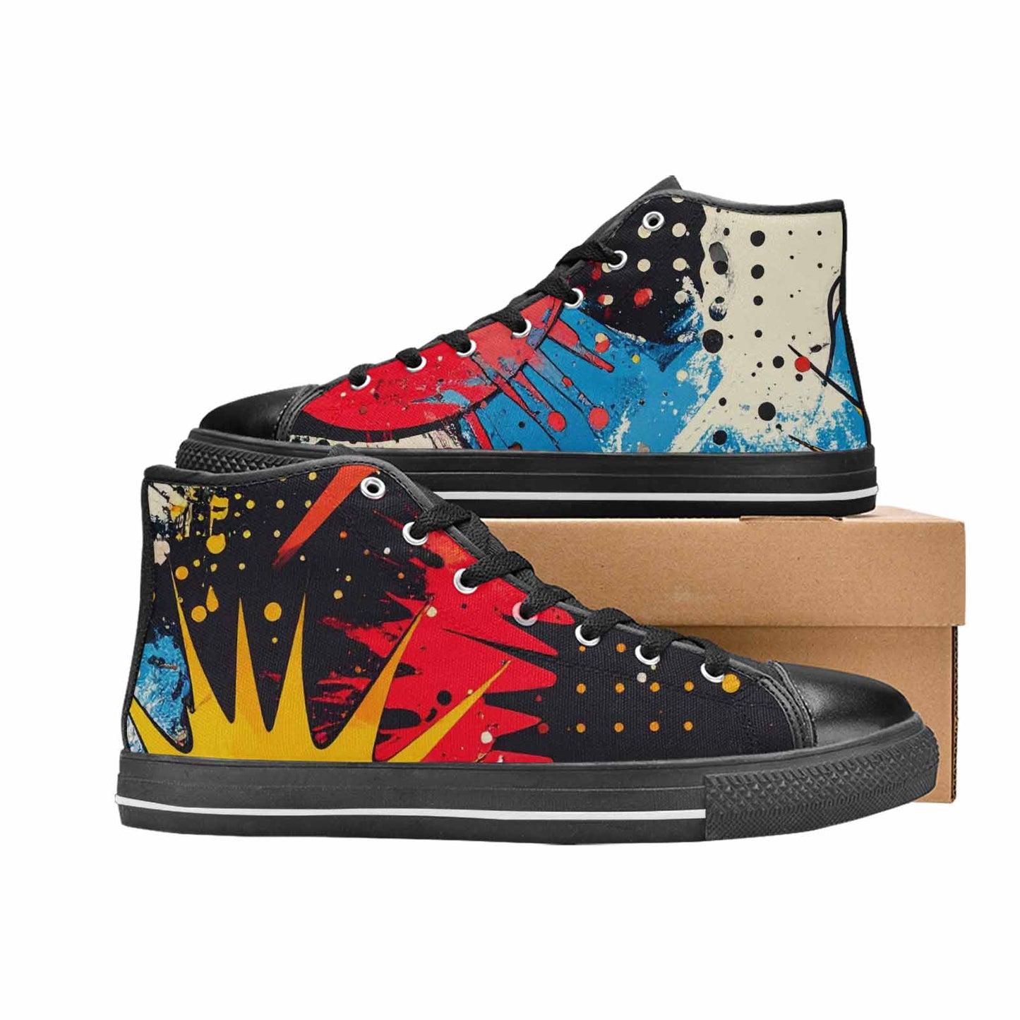 MEN'S Comic Book Halftone High Top Canvas Grunge Custom Sneakers