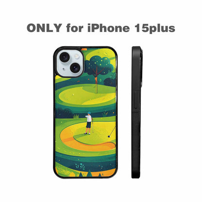 iPhone 15 Plus Case — Golf Cartoon Art Pattern, Custom Printed Phone Case