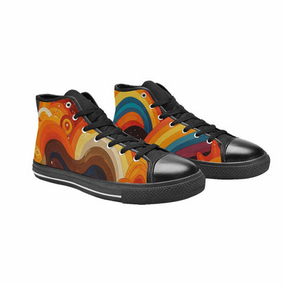 WOMEN'S Groovy 70S Peace High Top Canvas Dark Academia Sneakers