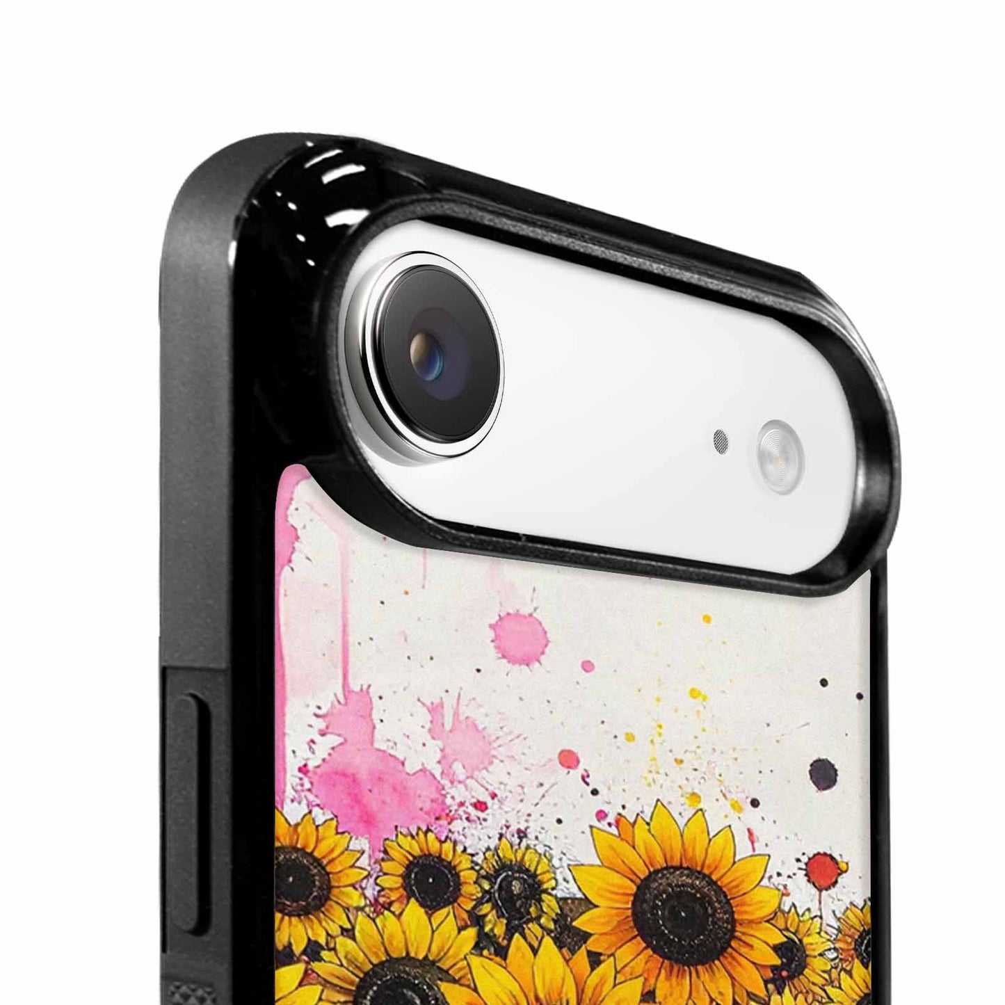 iPhone 17 Air Case — Sunflower Burst Black Pink Ink Floral, Custom Art Phone Cover
