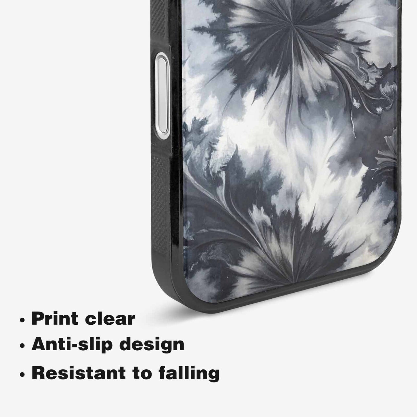 iPhone 16 Plus Case — Tie Dye Black And Gray Blended, Custom Printed Phone Case