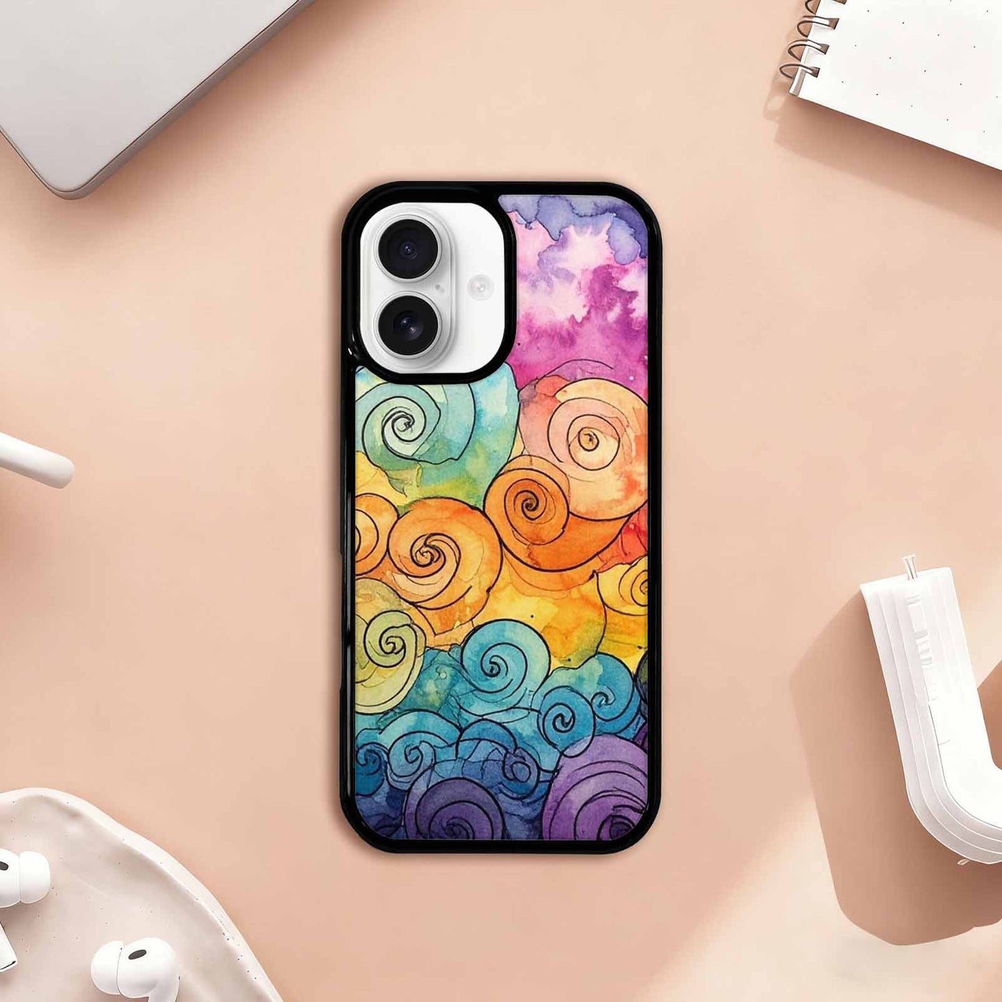iPhone 17 Case — Tie Dye Swirls (black Tie Dye, Custom Art Phone Cover