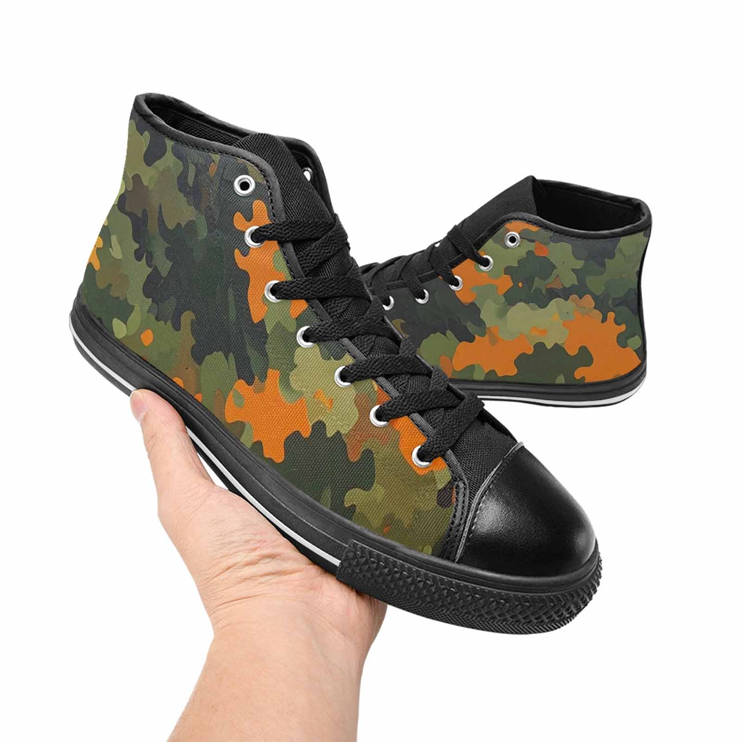 WOMEN'S Military Camouflage Blotch High Top Canvas Surreal Custom Sneakers