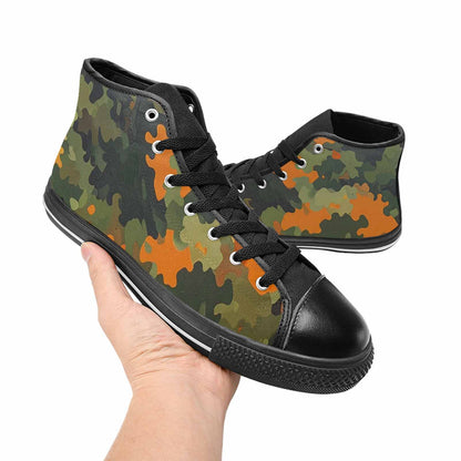 WOMEN'S Military Camouflage Blotch High Top Canvas Surreal Custom Sneakers