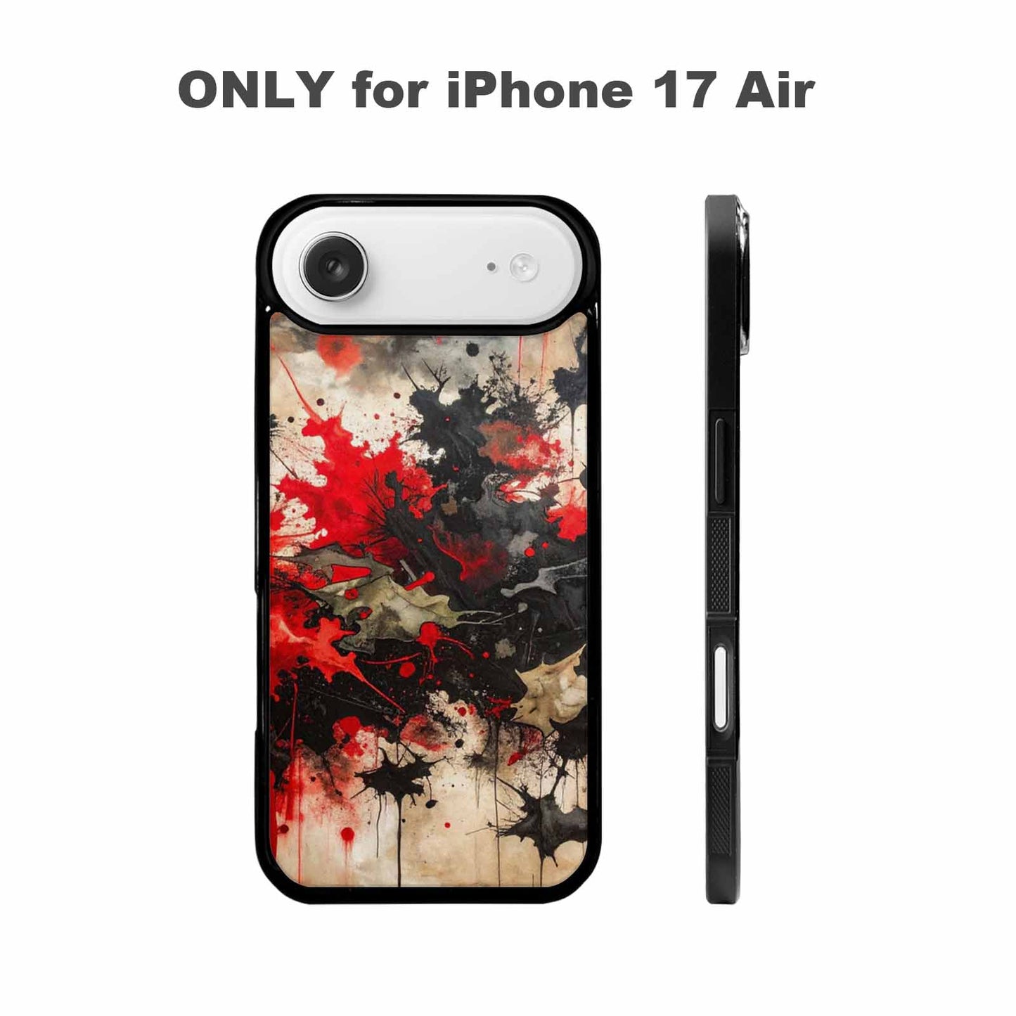 iPhone 17 Air Case — Black Red Ink Camo Patches Camo, Custom Print Case Cover