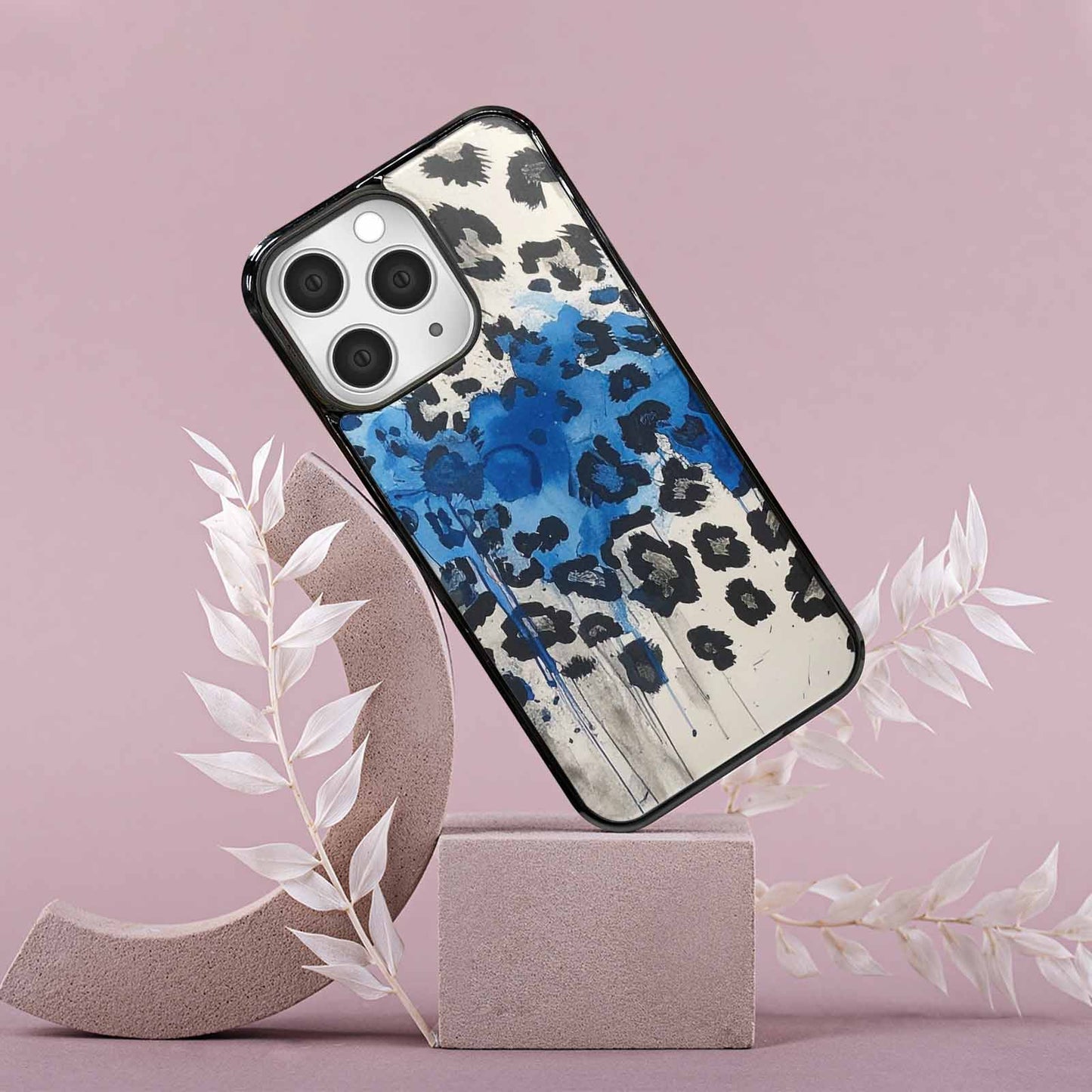 iPhone 15 Pro Max Case — Animal Print Black Blue Ink Animal, Custom Designed Case Cover